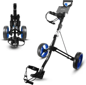 SereneLife 2 Wheel Golf Push Cart – Lightweight, Foldable, Adjustable Handle, Golf Caddy Accessories, Has Scorecard/Cup Holders, Compact for Travel
