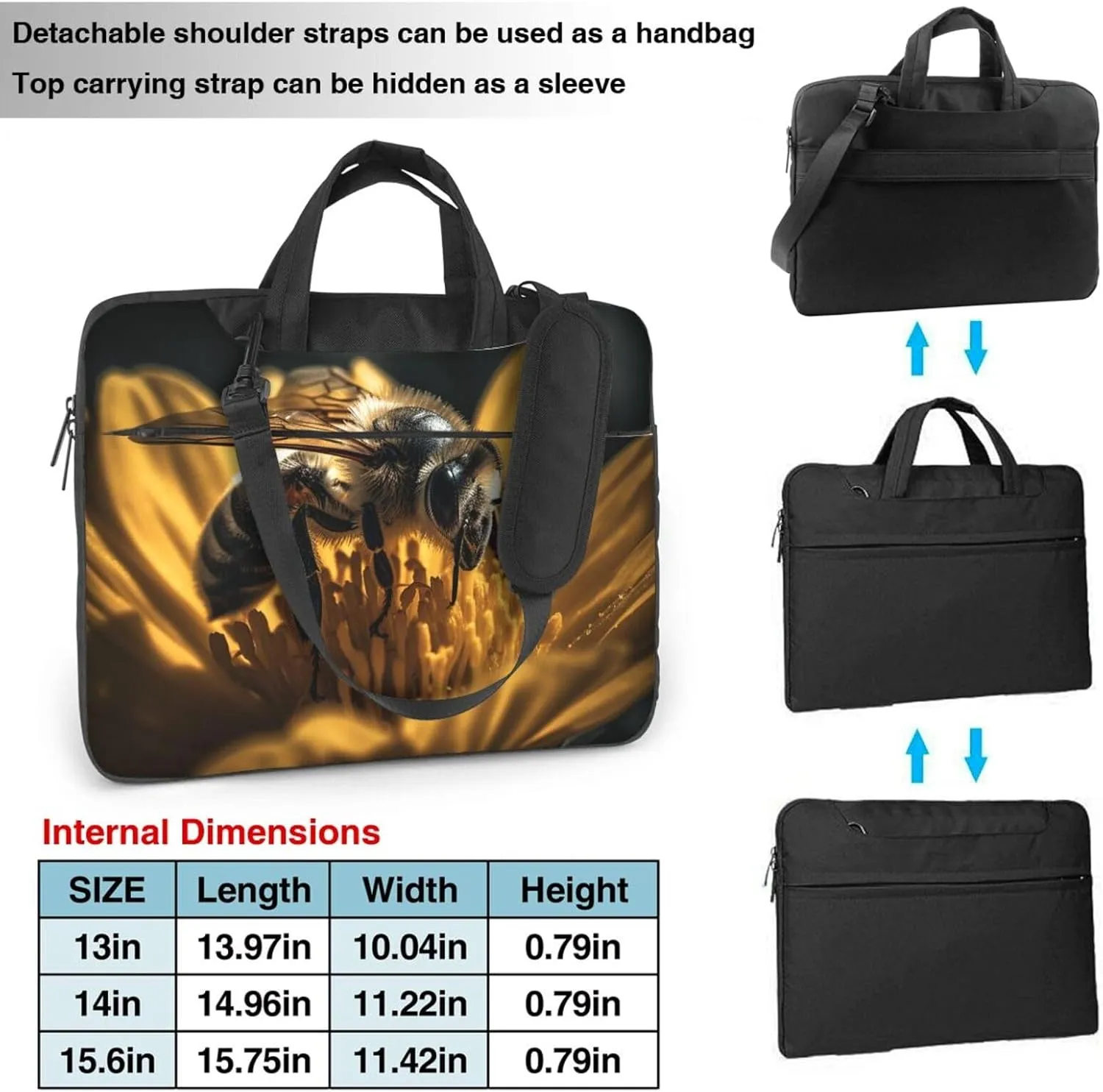 Serious Bee Laptop Bag Laptop Messenger Shoulder Bag Travel Computer Bag for Women Men