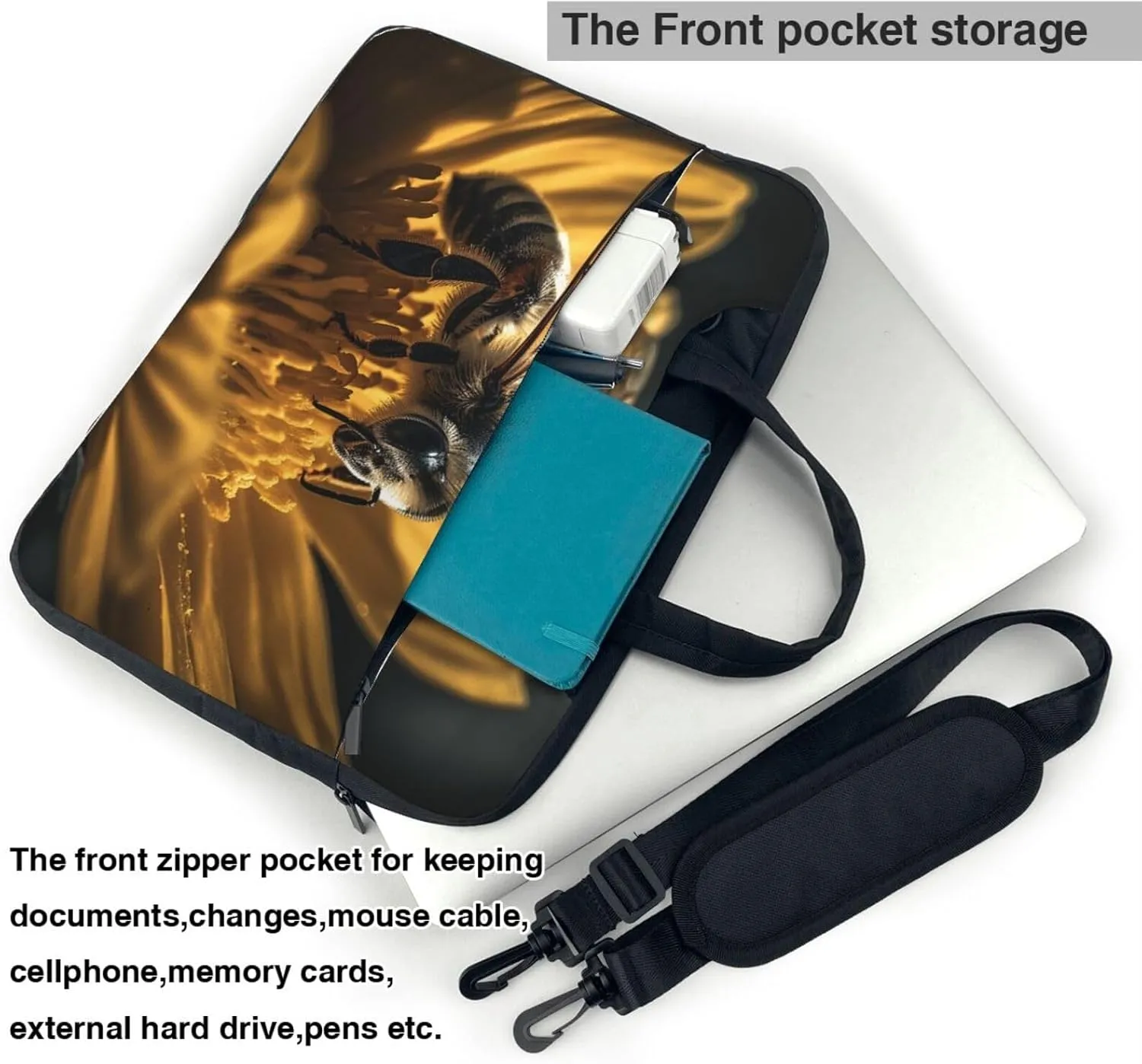Serious Bee Laptop Bag Laptop Messenger Shoulder Bag Travel Computer Bag for Women Men