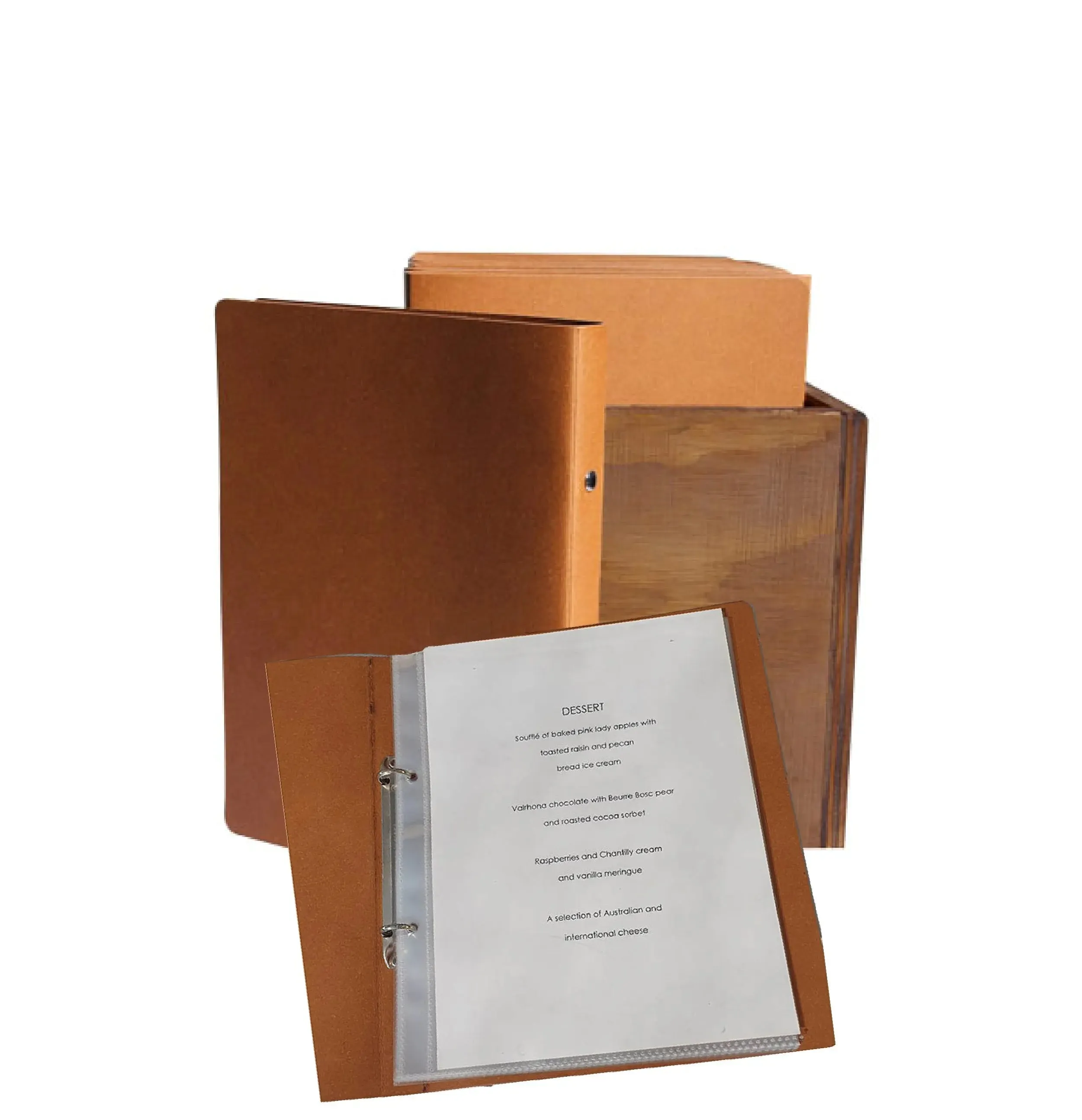 Set of 25 A5 Leather Menu Binders with or without pockets
