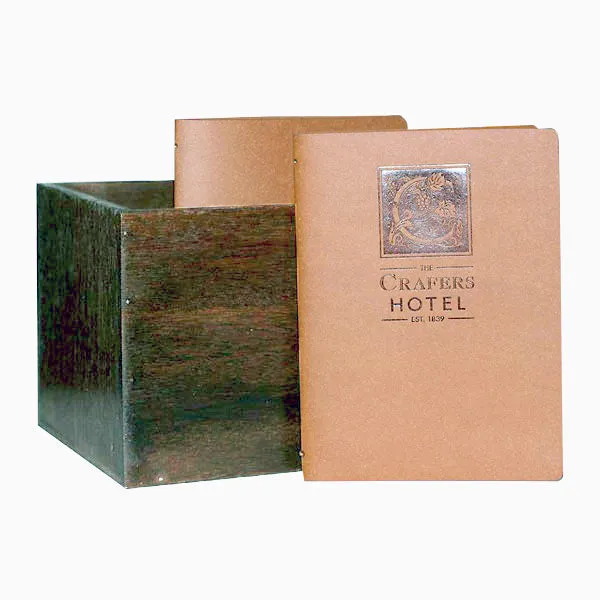 Set of 25 A5 Leather Menus Black or Light Tan with or without pockets