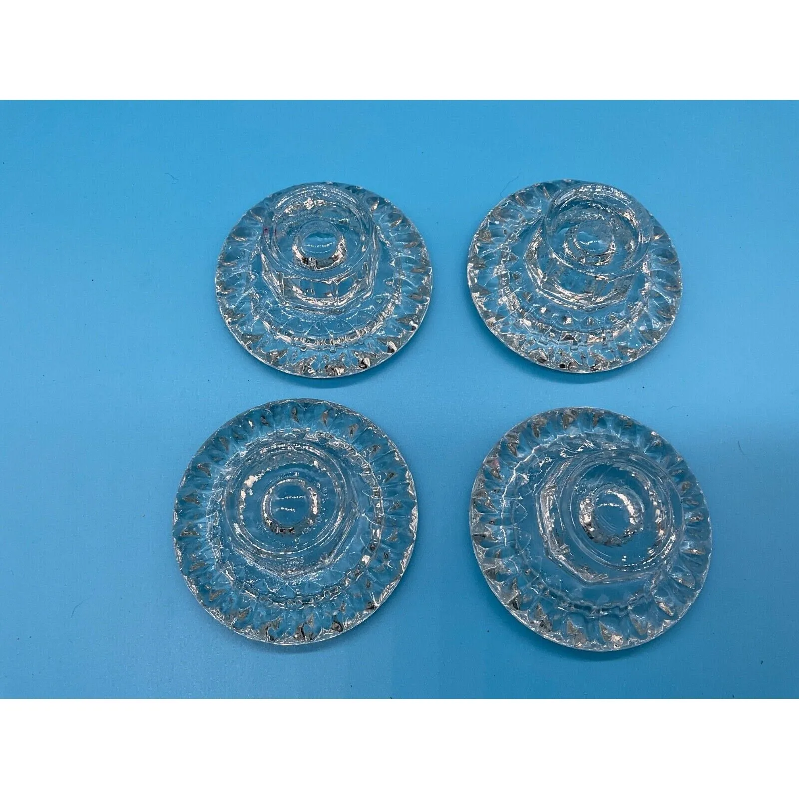 Set of 4 Vintage Crystal Clear Glass Candle Holders for Taper/Votive/Tealight