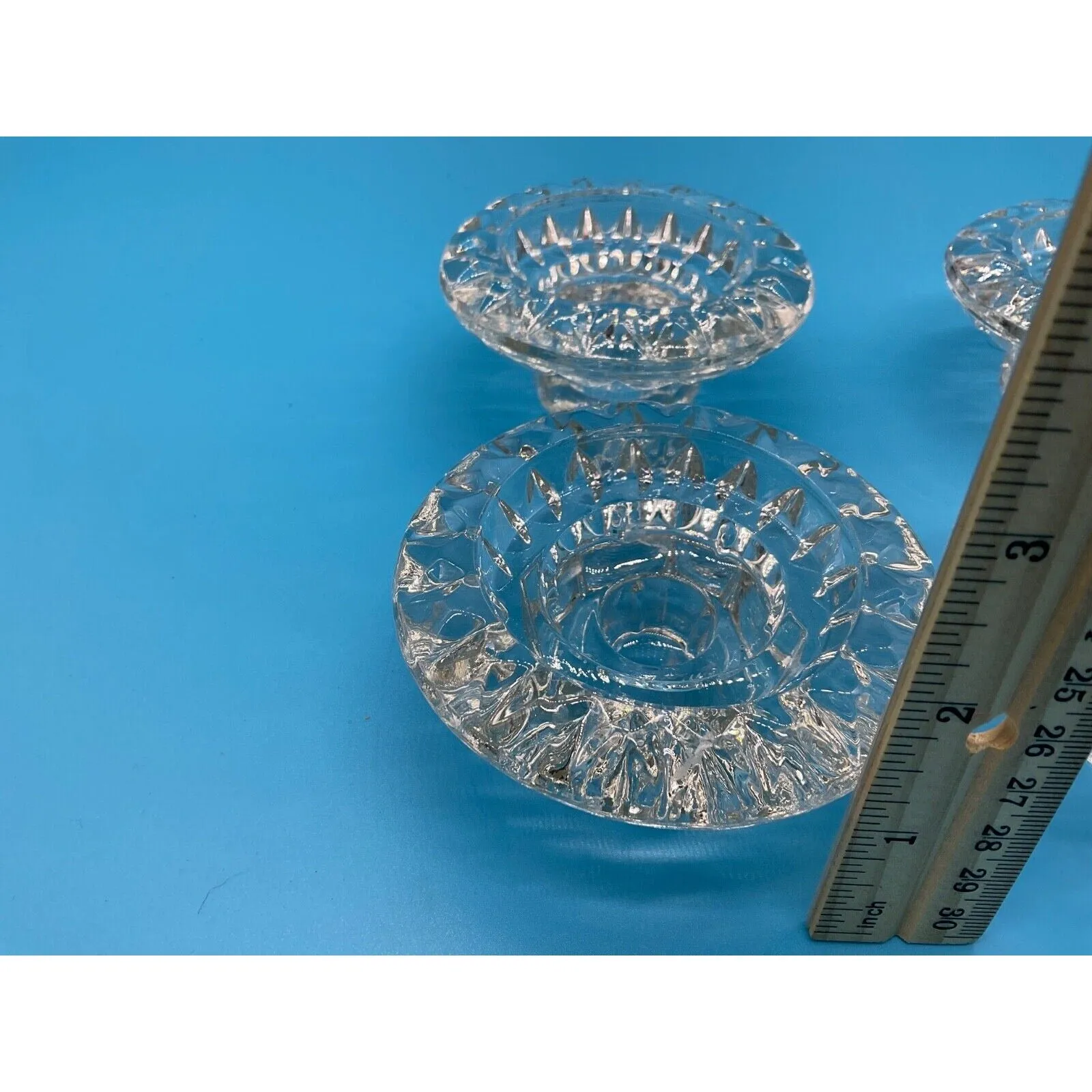 Set of 4 Vintage Crystal Clear Glass Candle Holders for Taper/Votive/Tealight