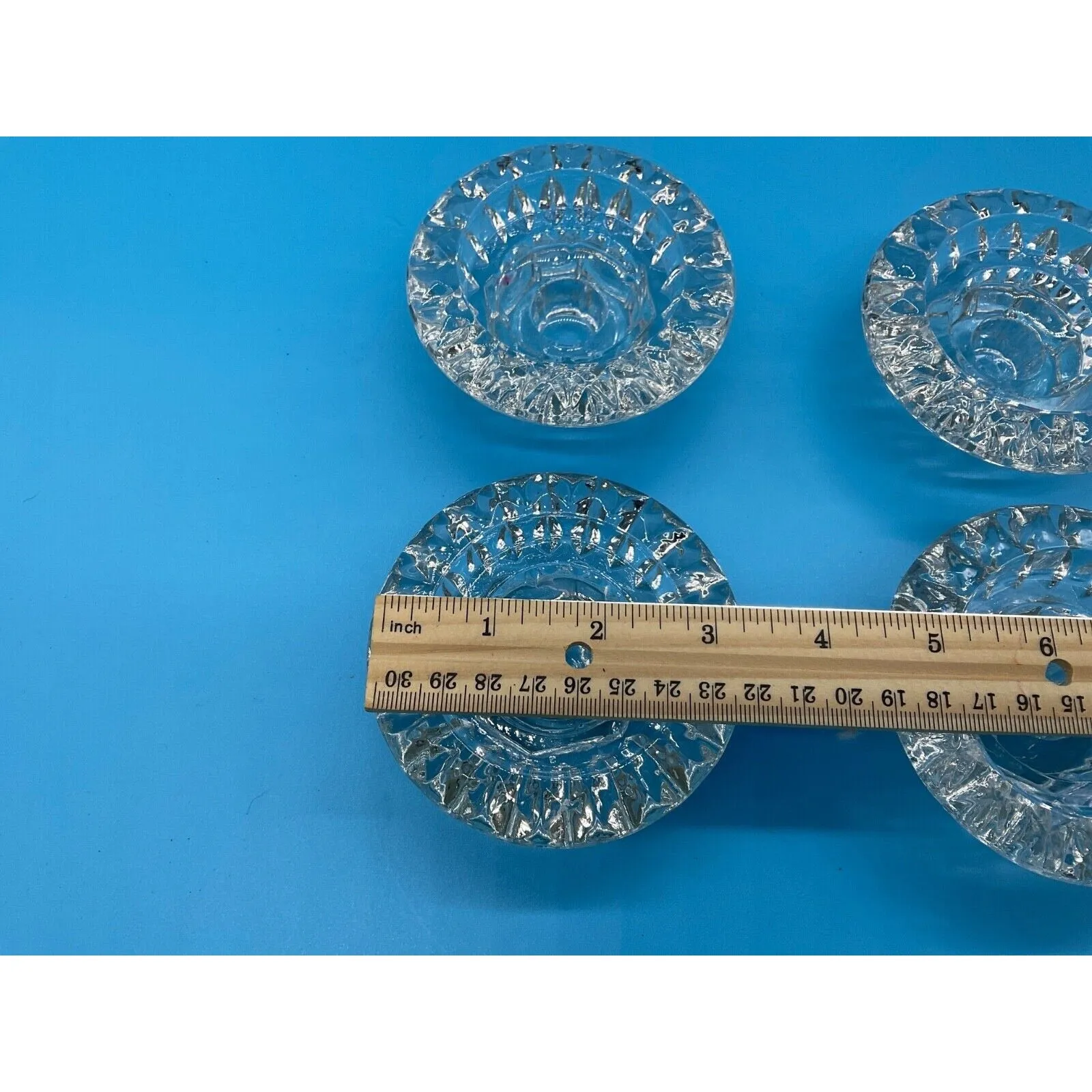 Set of 4 Vintage Crystal Clear Glass Candle Holders for Taper/Votive/Tealight