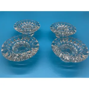 Set of 4 Vintage Crystal Clear Glass Candle Holders for Taper/Votive/Tealight