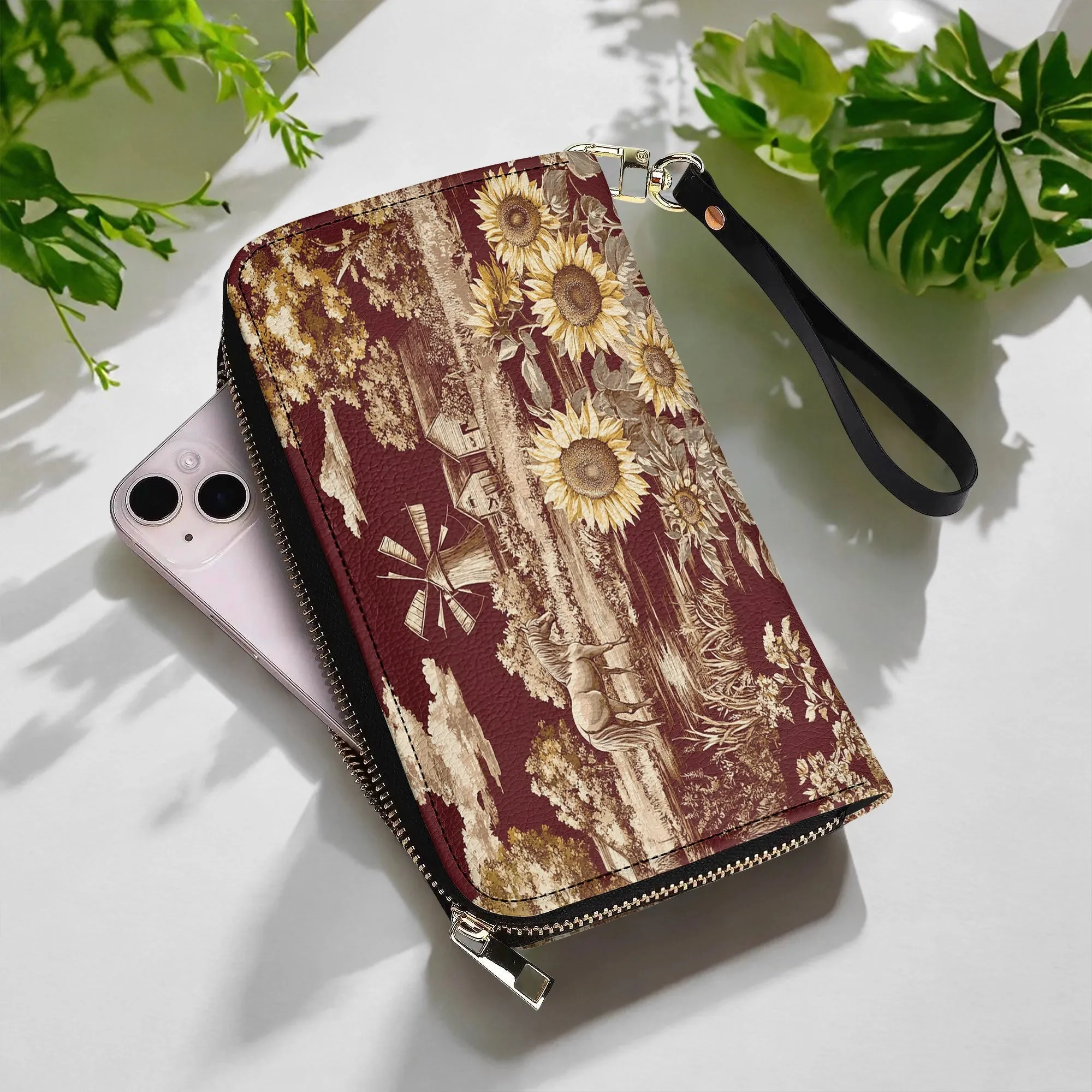Shineful Leather Clutch Purse Texas Sunflower - Heart of the Lone Star Fields