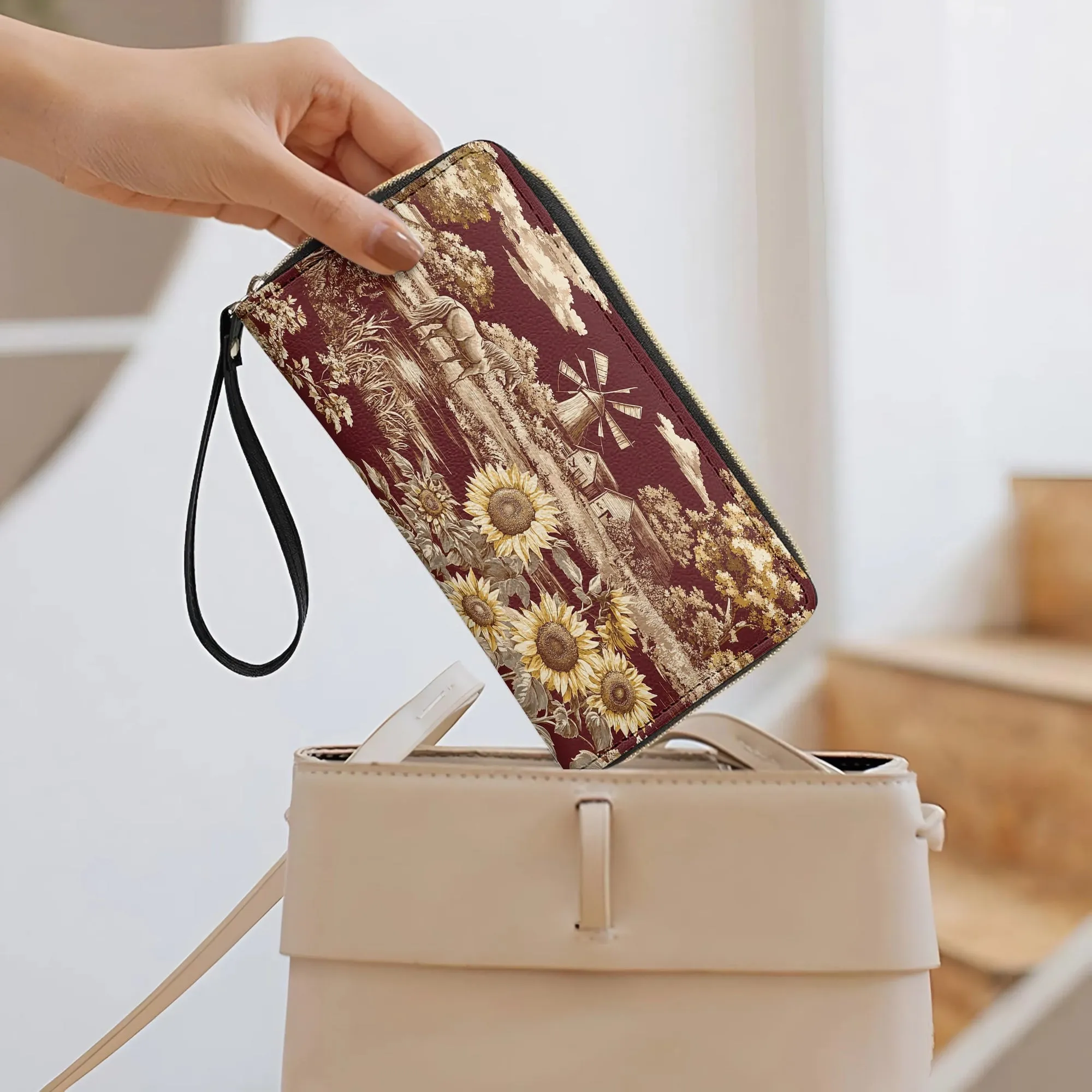 Shineful Leather Clutch Purse Texas Sunflower - Heart of the Lone Star Fields