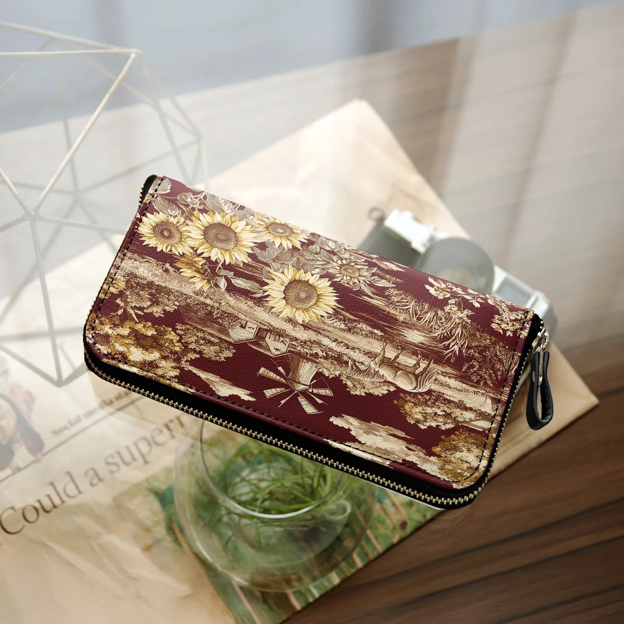 Shineful Leather Clutch Purse Texas Sunflower - Heart of the Lone Star Fields