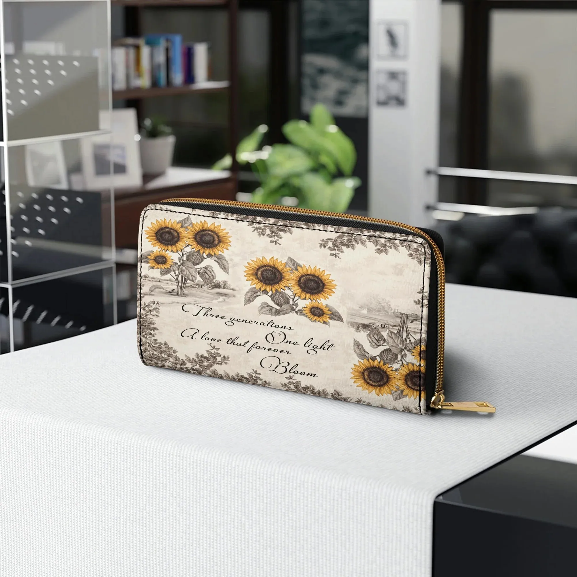 Shineful Leather Clutch Purse With Wristlet Strap Handle Generations of Sunshine