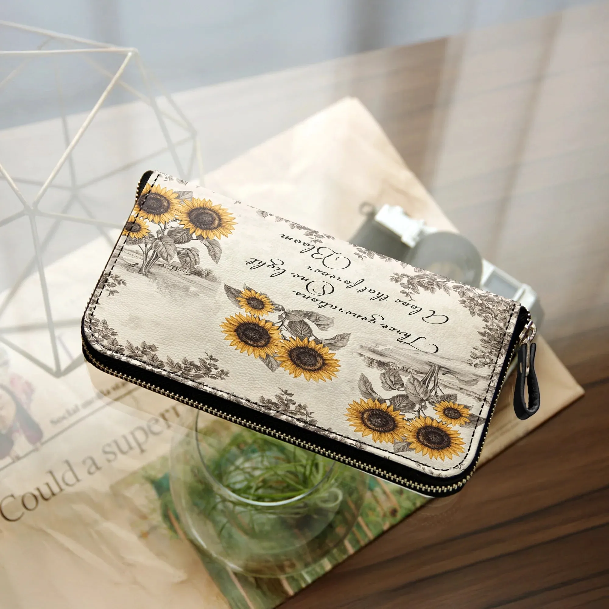 Shineful Leather Clutch Purse With Wristlet Strap Handle Generations of Sunshine