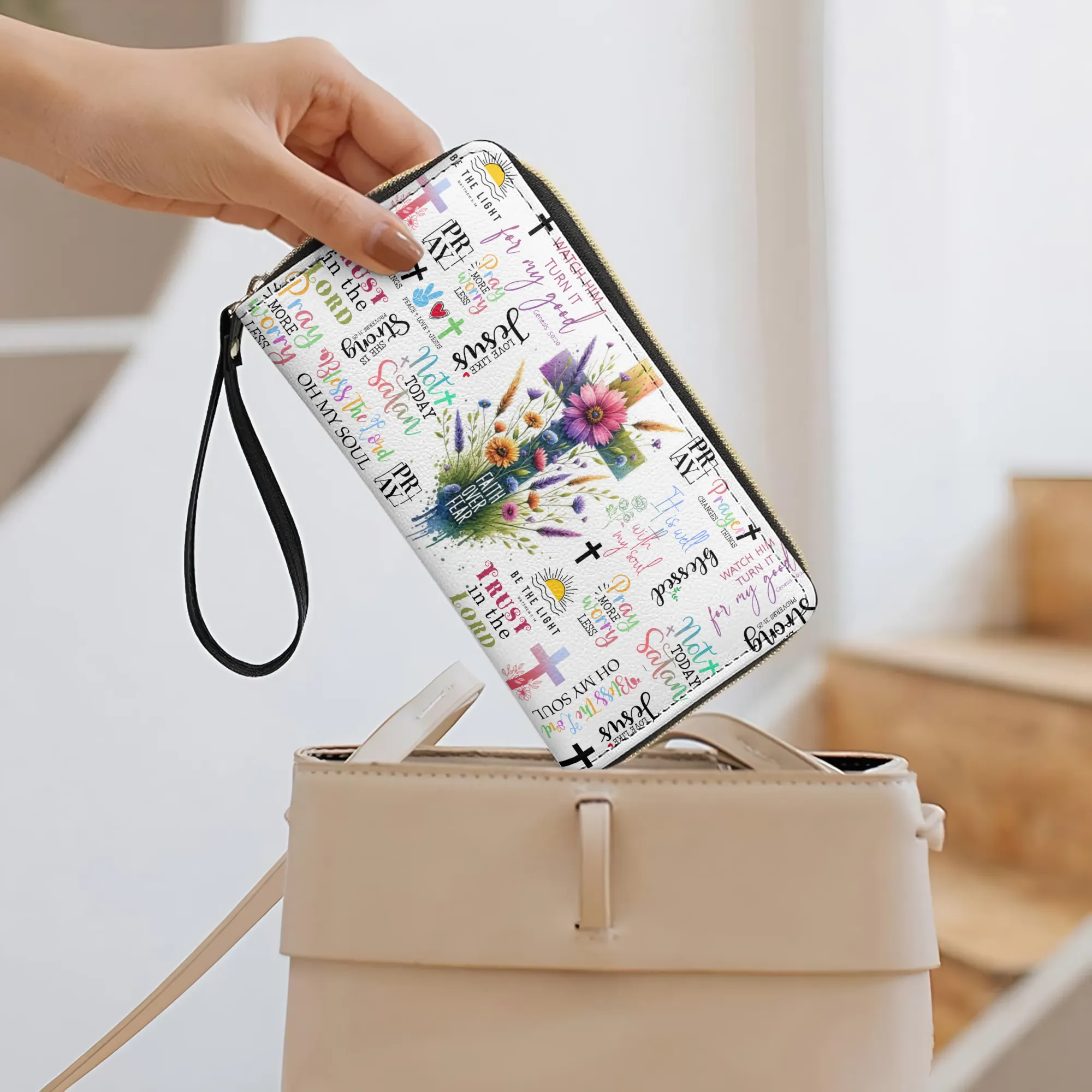 Shineful Leather Clutch Purse With Wristlet Strap Handle Holy Chic