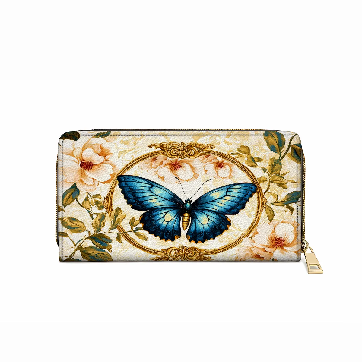 Shineful Leather Clutch Purse With Wristlet Strap Handle Regency Blossom Heritage