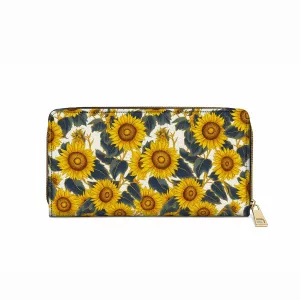 Shineful Leather Clutch Purse With Wristlet Strap Handle Sunflower Bold Bloom