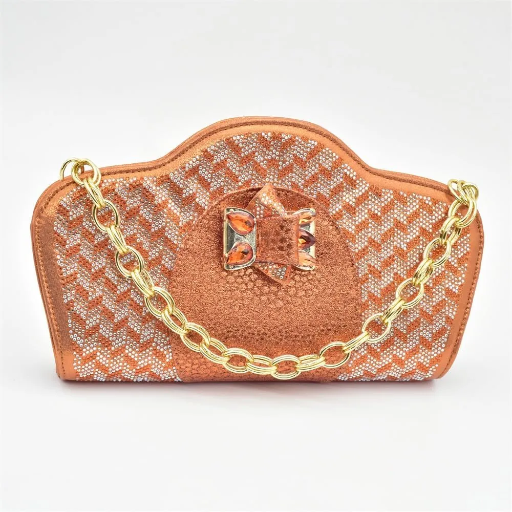 shoe bag set Small metal handle dinner bag rhinestone fish mouth shoes short heels(39)