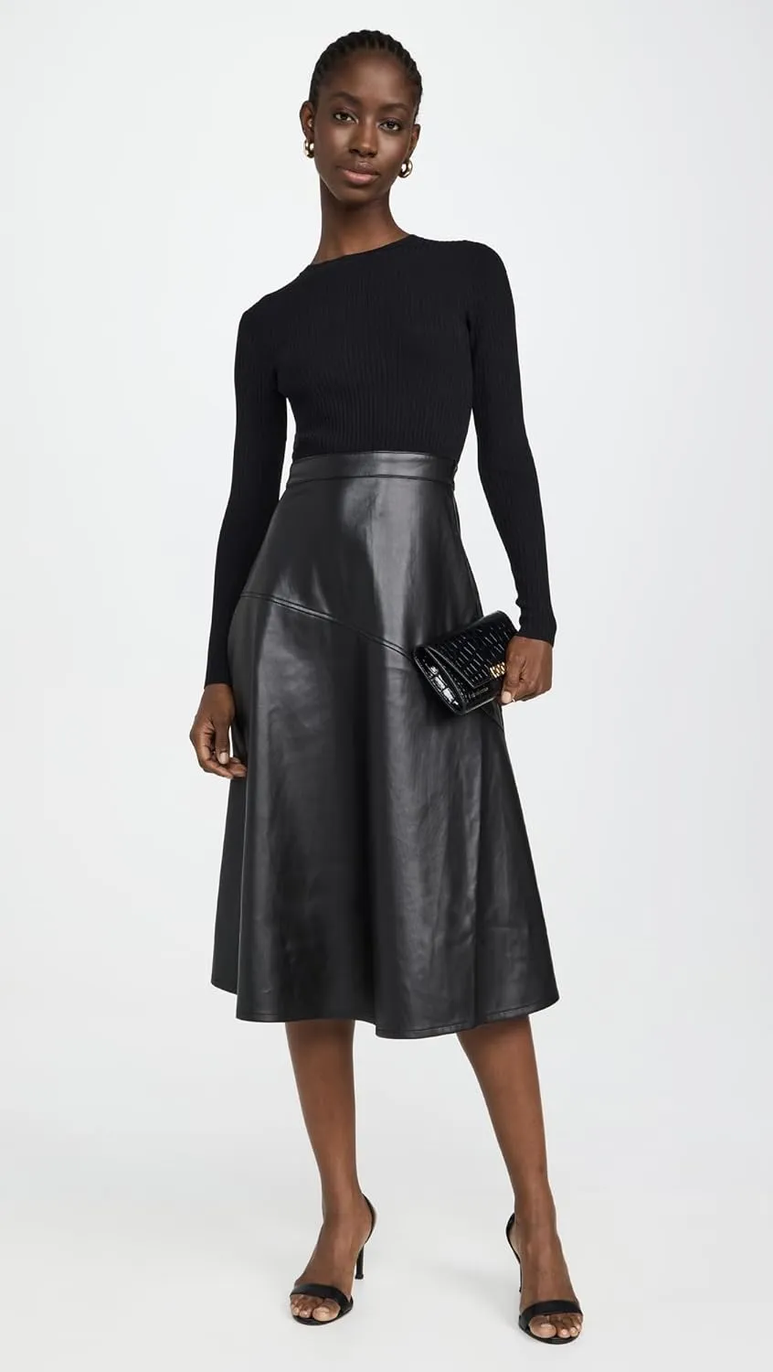 Shoshanna Women's Leather Knit Lonnie Dress