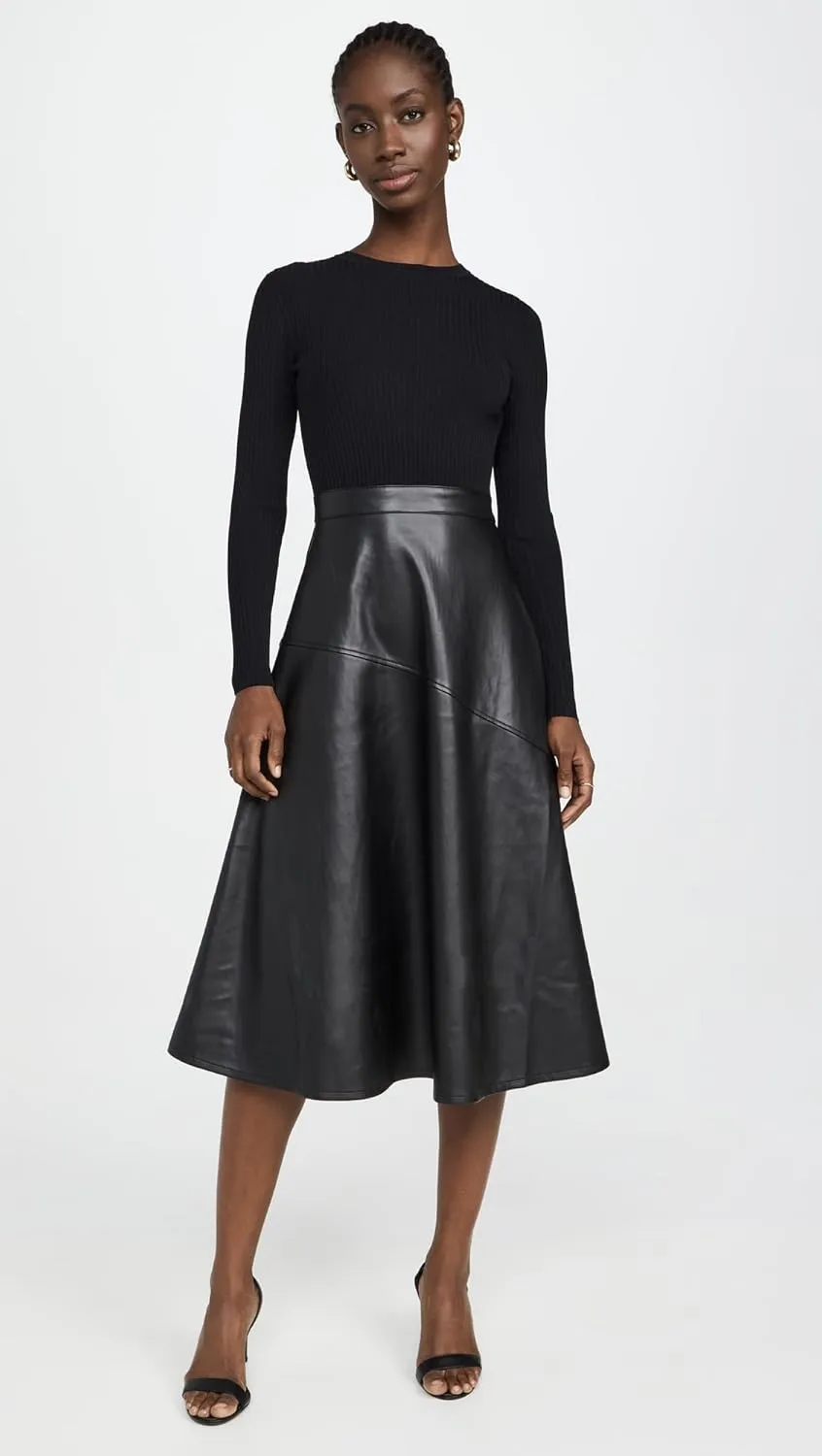 Shoshanna Women's Leather Knit Lonnie Dress