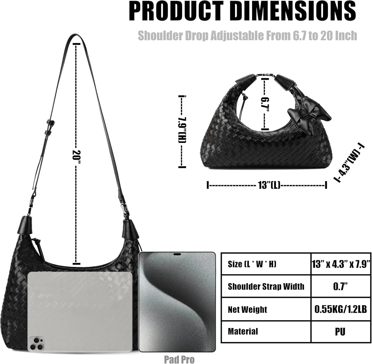 Shoulder Handbags for Women Woven Leather Crossbody Bags for Women Cute Clutch Hobo Handbag Trendy Crescent Bag