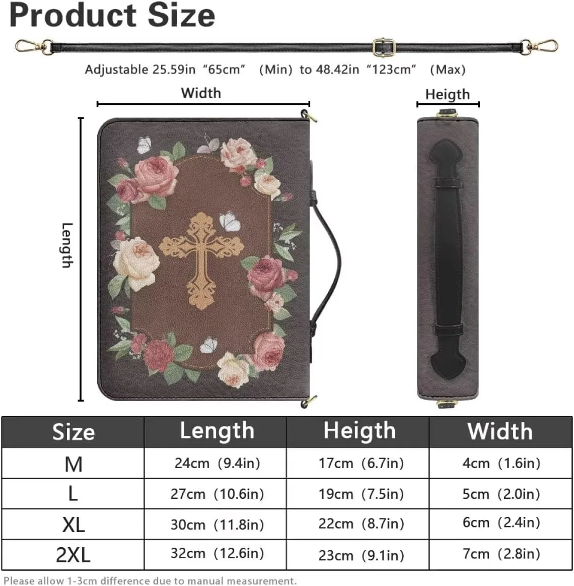 Shoulder Strap Bag Bible Carrying Case for Church Services Bible Cover with Adjustable Strap