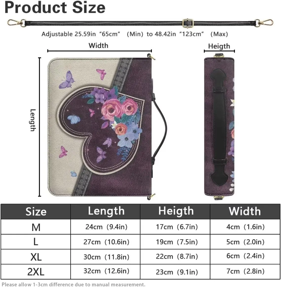 Shoulder Strap Bag Bible Carrying Case for Church Services Bible Cover with Adjustable Strap