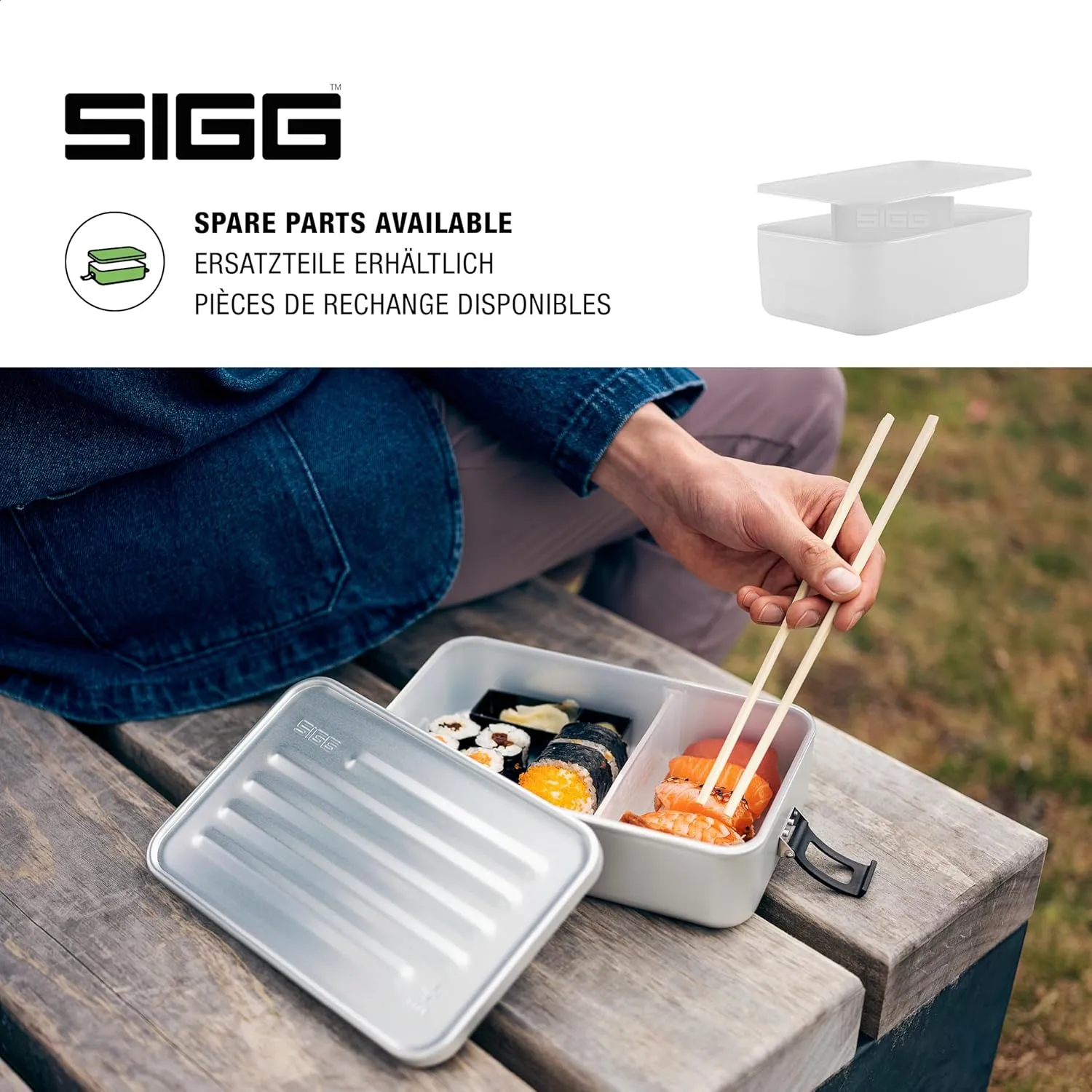SIGG - Metal Lunch Box Plus - Food Container with Compartments - Swiss Design - Dishwasher Safe - Ultra Light - S/L