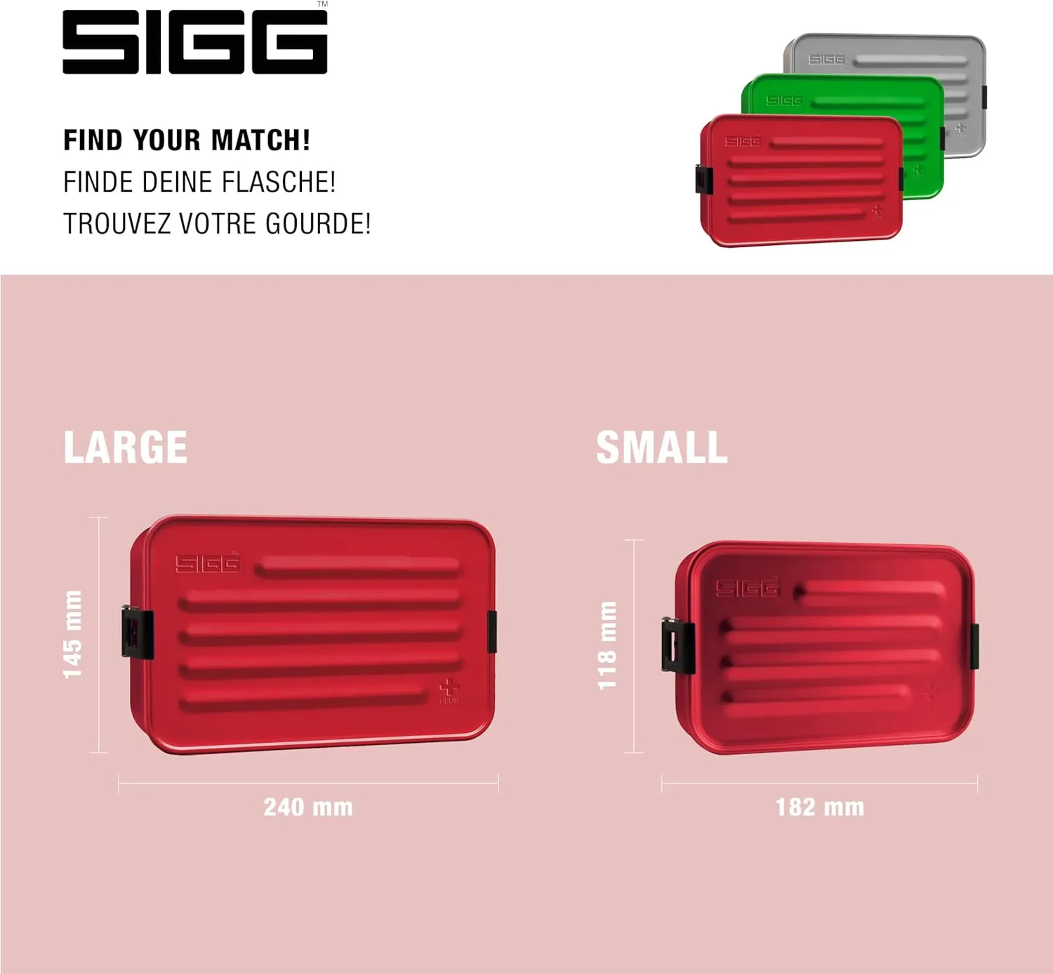 SIGG - Metal Lunch Box Plus - Food Container with Compartments - Swiss Design - Dishwasher Safe - Ultra Light - S/L
