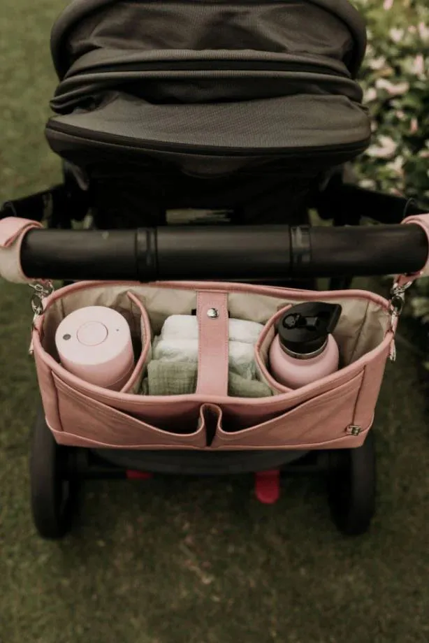 Signature Pram Caddy (Vegan Leather) — Dusty Rose
