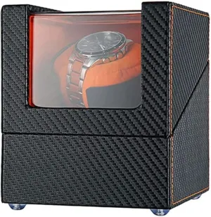 Single Watch Winder Box Silent Motor Flexible Plush Pillow 4 Rotation Modes Setting Automatic