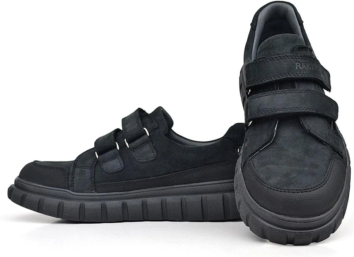 SIRRI Boys Black Leather School Shoes, Formal Smart Back to School Trainers