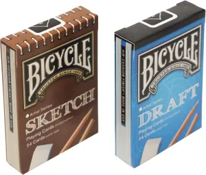 Sketch & Draft Bicycle Artist Series Playing Cards, Limited Edition Set in Sketch Pad and Blueprint Tuck Box Designs