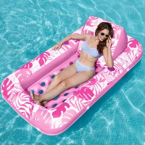 SLOOSH Inflatable Pool Floats with Cooling Water Hole,72" x 38" Daybed Pool Lounger Adults with Cup Holders, Adjustable Backrest Tanning Lounger Chair, Floaties Rafts