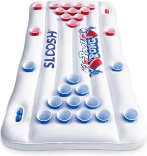 SLOOSH Pool Games for Adults Pool Floats Inflatable Pong Table Floating Water Games Party 6x3 FT with 10 Pong Balls and Cup Holders (No Cups Included)