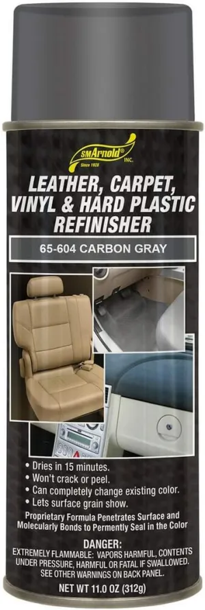 SM Arnold Refinishing Spray Paint - CARBON GRAY 11 Oz. - For Leather, Carpet, Vinyl, Metal, Plastic, Polycarbonate, Polypropylene, Acrylic, Lexan, Fiberglass | Pro Grade Aerosol Refinisher