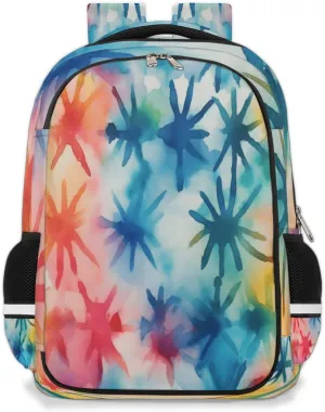 Small Backpack for Women, Watercolor Explosion Travel Backpack Multi Compartment Carry On Backpack Colorful Spray Waterproof Backpack Cute Book Bags With Chest Strap for Women Men