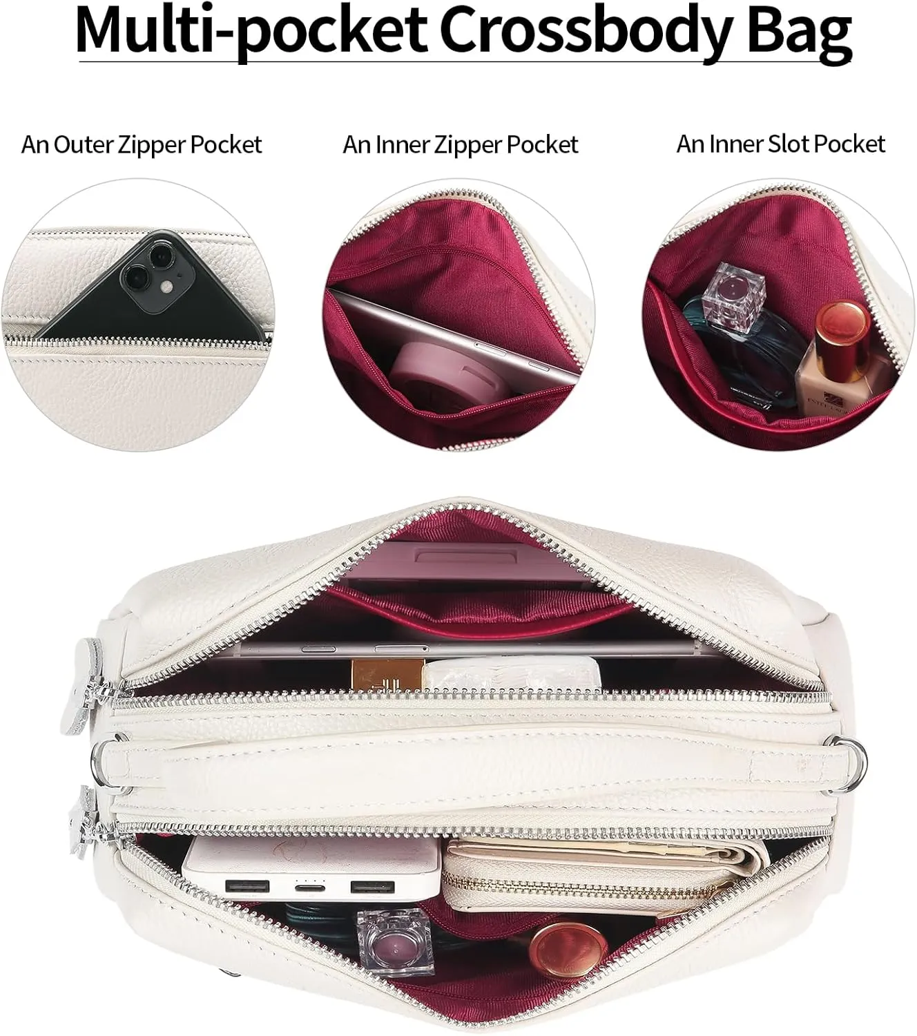 Small Crossbody Purse Leather Crossbody Bags for Women Fashion Handbag Cell Phone Crossover Shoulder Bag for Women