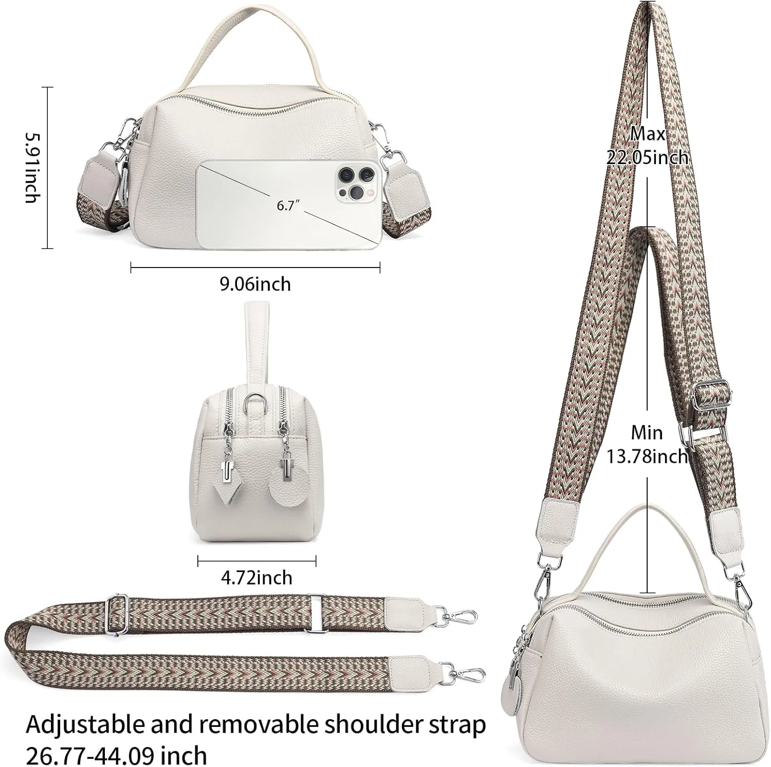 Small Crossbody Purse Leather Crossbody Bags for Women Fashion Handbag Cell Phone Crossover Shoulder Bag for Women