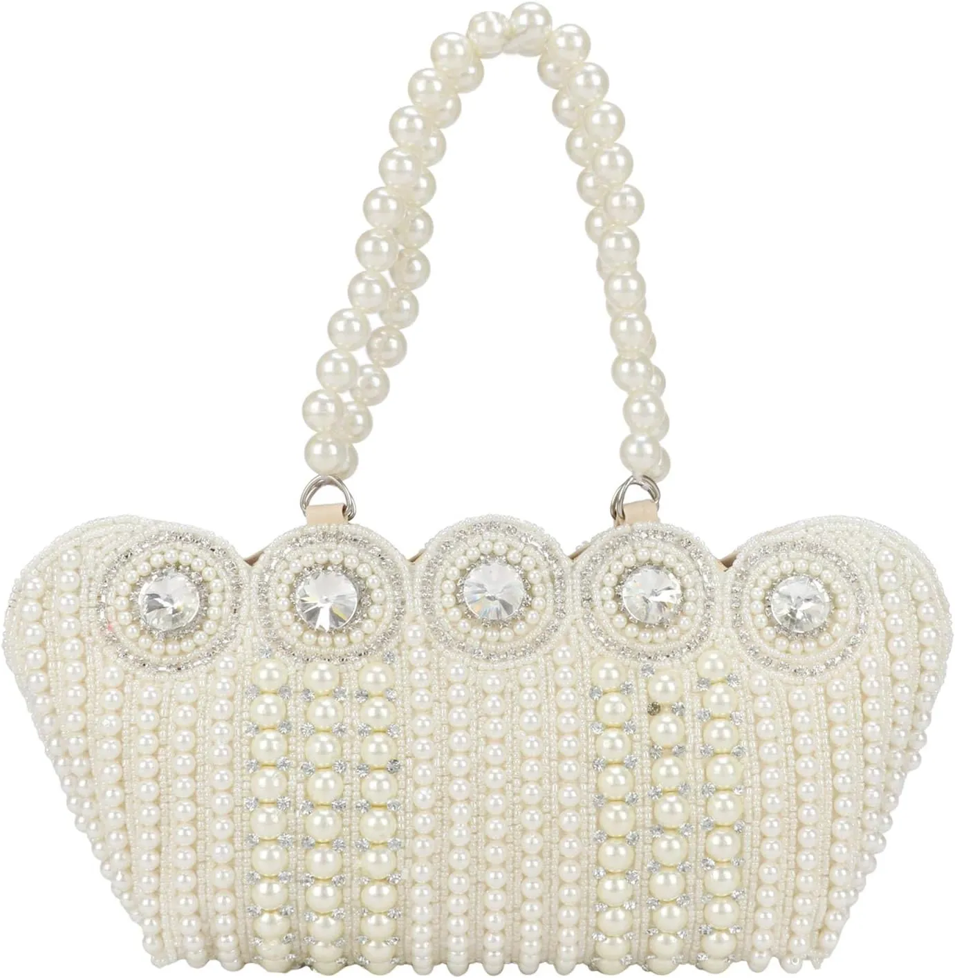 Small Cutest Vintage Style Pearl Tote Bag Wrist Bag Evening Clutch Wedding Purse for Women & Girls