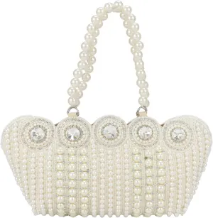 Small Cutest Vintage Style Pearl Tote Bag Wrist Bag Evening Clutch Wedding Purse for Women & Girls
