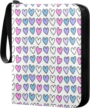 Small Hearts Card Binder 4 Pockets, 400 Pockets Trading Card Binder Removable Card Albums Card Holder for Games, Sports, Football, Baseball Cards
