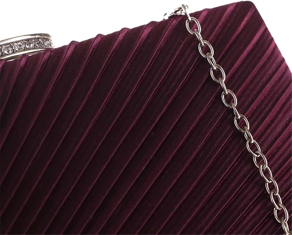 Small Square Clutch Bag Women's Bag Korean Version of The Dinner Party Bag Pleated Fabric Bag Set Diamond Bag(Black)