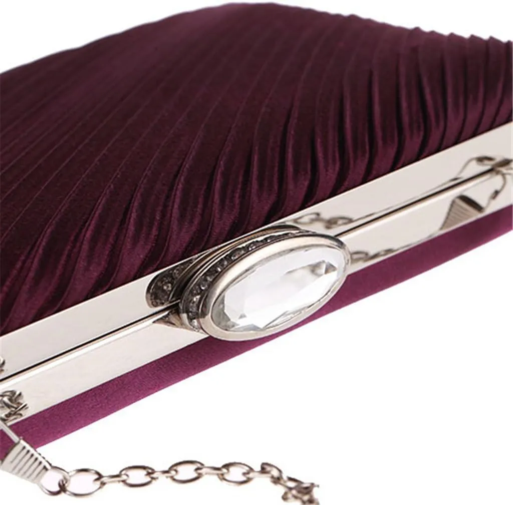 Small Square Clutch Bag Women's Bag Korean Version of The Dinner Party Bag Pleated Fabric Bag Set Diamond Bag(Black)