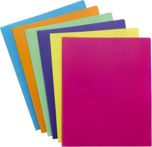 Smead Poly Two-Pocket Folder, Letter Size, Assorted Bright Colors, 6 per Pack (87761)