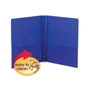 Smead Poly Two-Pocket Folder With Fasteners, 180-Sheet Capacity, 11 X 8.5, Blue, 25/box