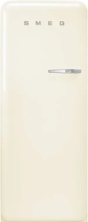 Smeg FAB28 50's Retro Style Aesthetic Top Freezer Refrigerator with 9.92 Cu Total Capacity, Multiflow Cooling System, Adjustable Glass Shelves 24-Inches, Cream Left Hand Hinge Made In Italy