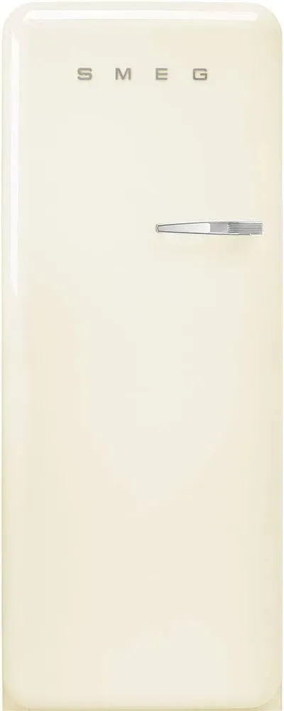 Smeg FAB28 50's Retro Style Aesthetic Top Freezer Refrigerator with 9.92 Cu Total Capacity, Multiflow Cooling System, Adjustable Glass Shelves 24-Inches, Cream Left Hand Hinge Made In Italy