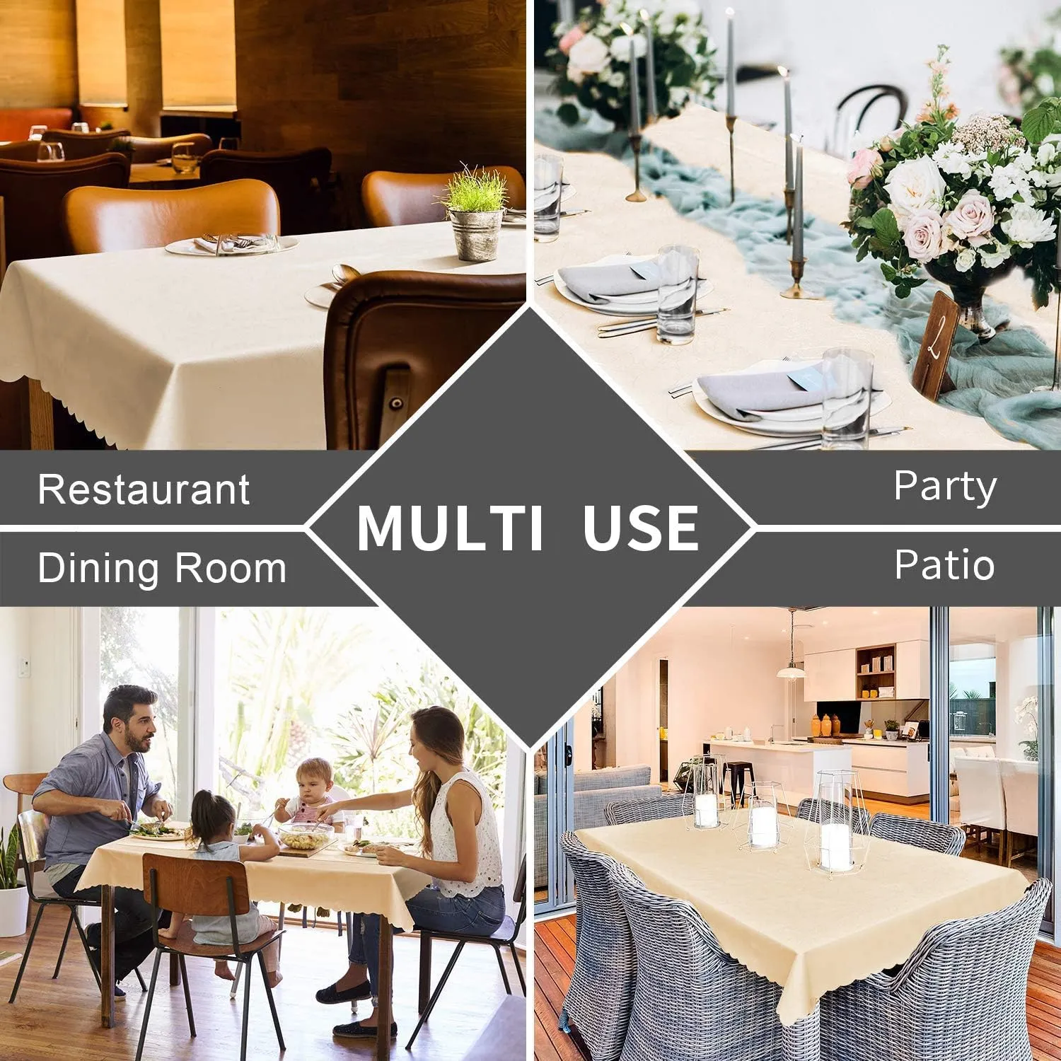 Smiry Rectangle Table Cloth, Waterproof Heavy Duty Vinyl Tablecloths, Wipeable Washable Table Cover for Kitchen and Dining Room (Brown, 60" X 84")