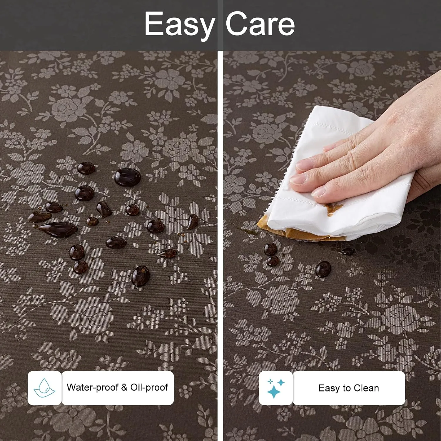Smiry Rectangle Table Cloth, Waterproof Heavy Duty Vinyl Tablecloths, Wipeable Washable Table Cover for Kitchen and Dining Room (Coffee, 60" X 84")