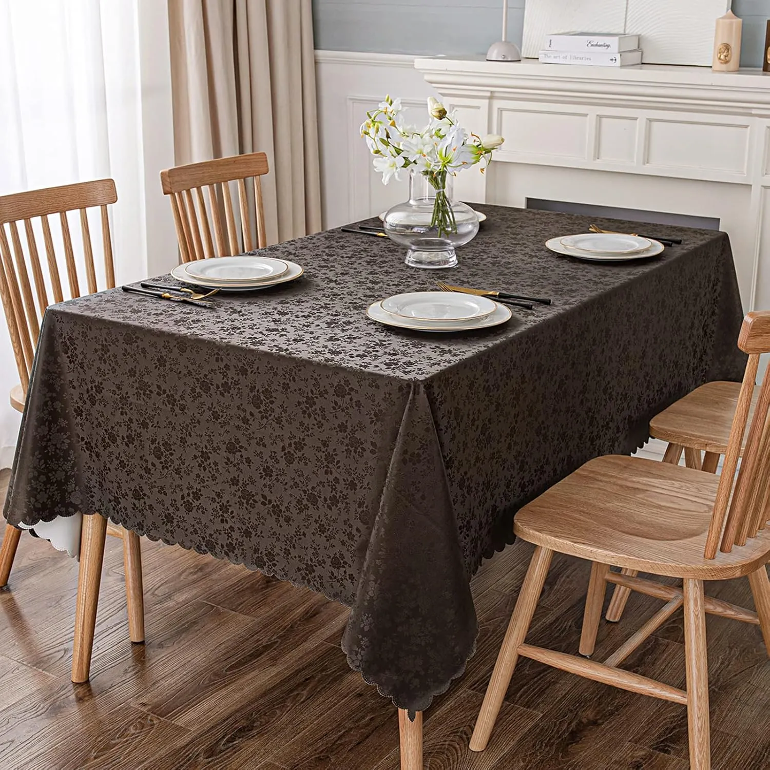 Smiry Rectangle Table Cloth, Waterproof Heavy Duty Vinyl Tablecloths, Wipeable Washable Table Cover for Kitchen and Dining Room (Coffee, 60" X 84")