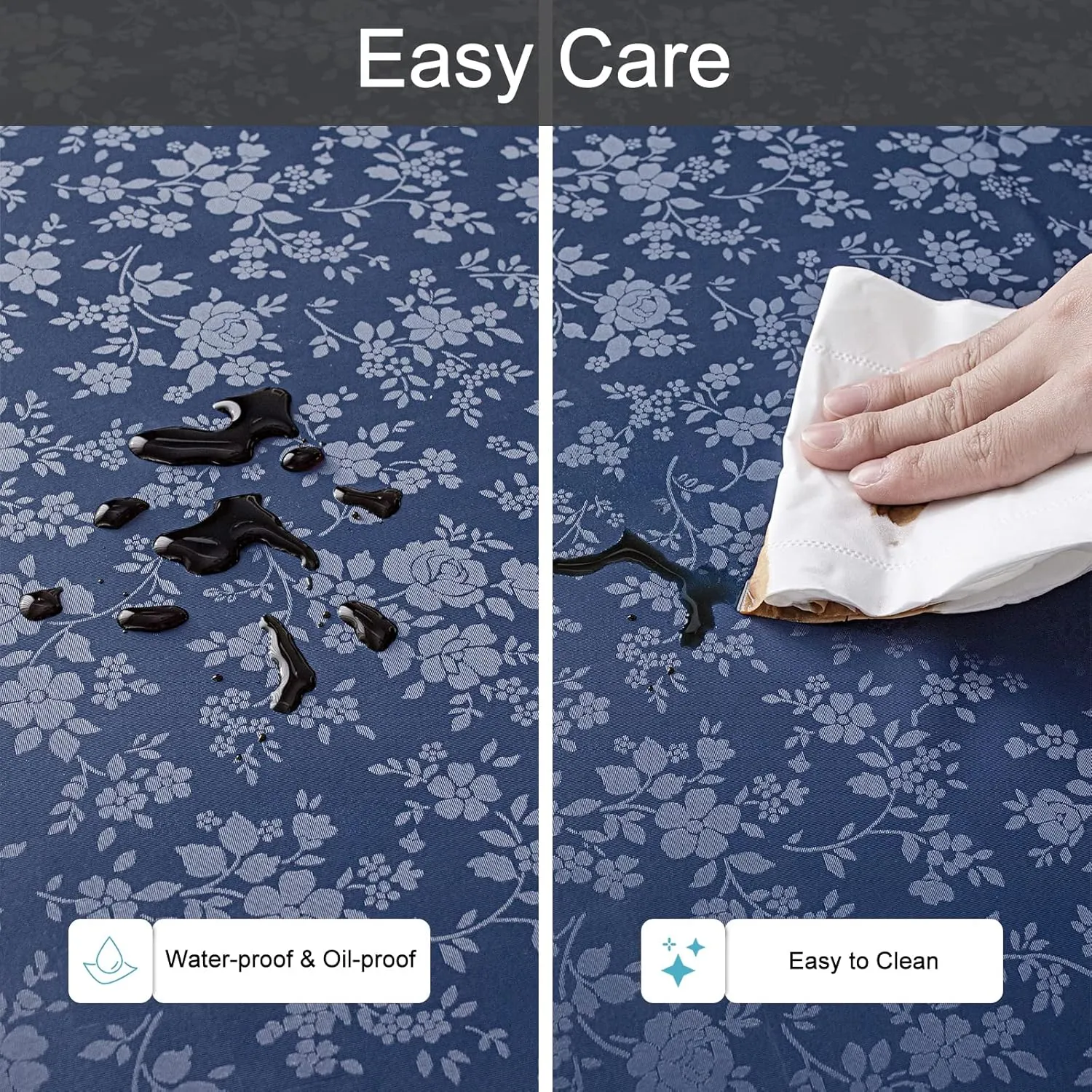 Smiry Rectangle Table Cloth, Waterproof Heavy Duty Vinyl Tablecloths, Wipeable Washable Table Cover for Kitchen and Dining Room (Navy Blue, 60" X 84")