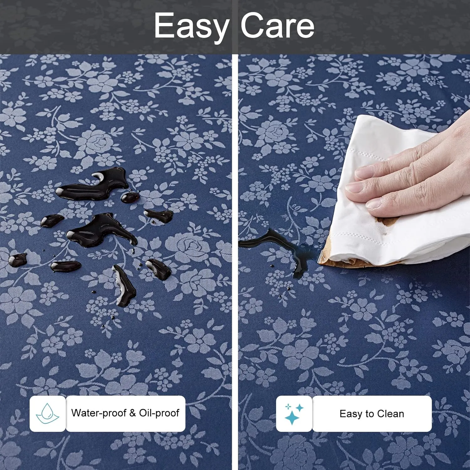 Smiry Rectangle Table Cloth, Waterproof Heavy Duty Vinyl Tablecloths, Wipeable Washable Table Cover for Kitchen and Dining Room (Navy Blue, 60" X 84")