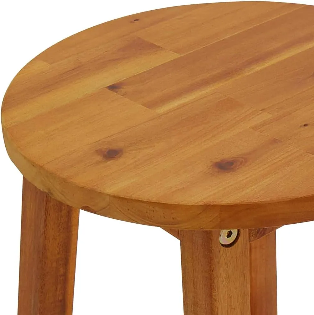 Solid Acacia Wood Bar Stool Set 6 PCS Outdoor Furniture Durable Oil-Finished Patio Chairs with Footrest for Backyard Beach Poolside